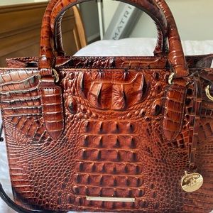 Like New Rich Brown Crocodile Print Brahmin Purse